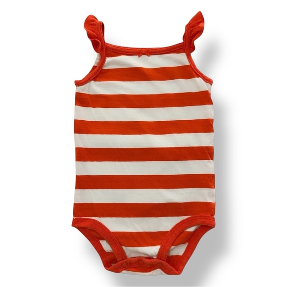 Carter’s | Candy Stripe Ruffle Rompers (9 mos) ♥️🩷🧡 - Picture 4 of 5